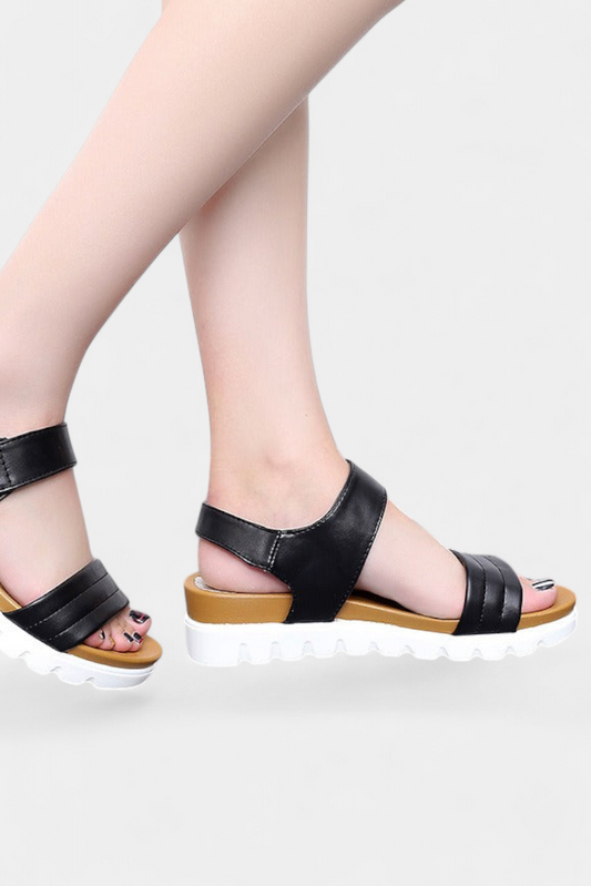 Clotide Sandalias de Plataforma Casual con Doble Correa y Hebilla Ajustable