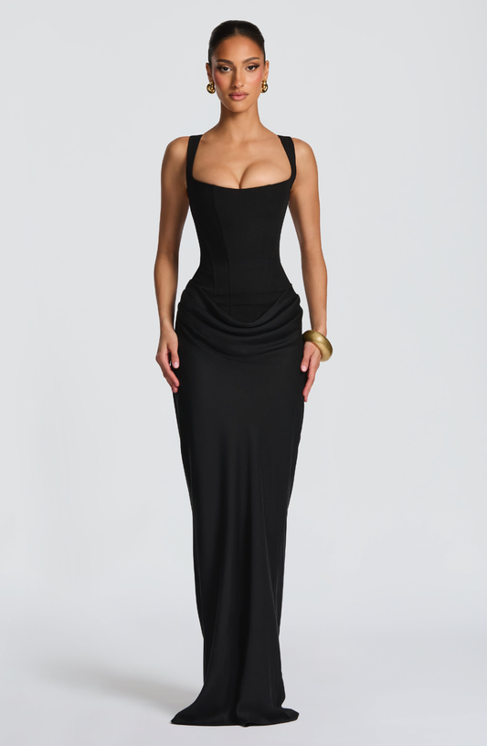 VESTIDO LARGO CORSET DRAPEADO