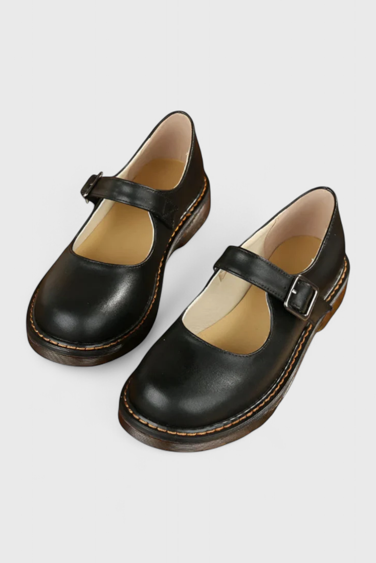 Lareina Zapatos Mary Jane Vintage con Correa y Suela de Confort