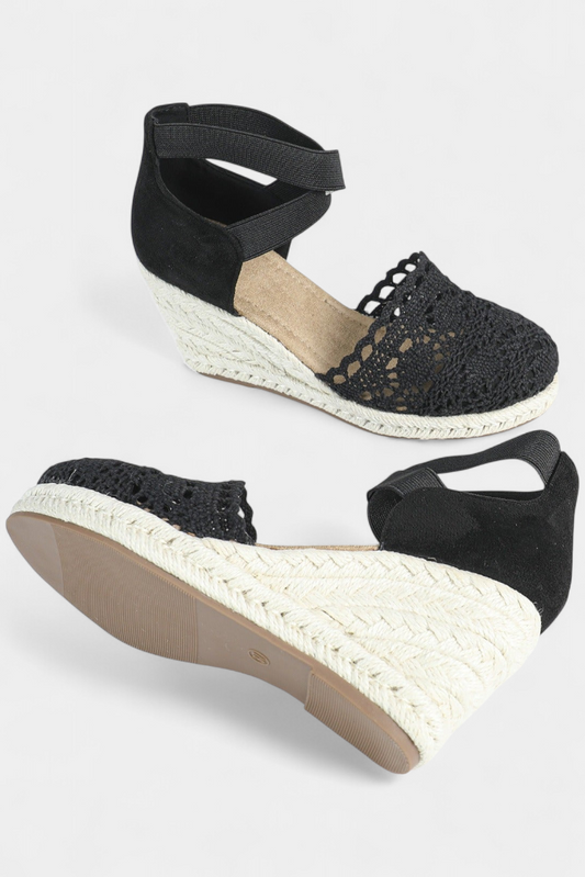 Nadie Espadrilles de Cuña con Encaje Artesanal para Mujer