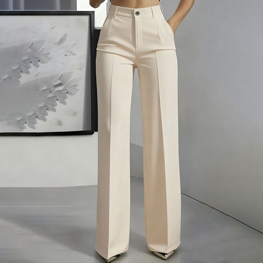 Alessia | Pantalón de vestir de tiro alto — Beige