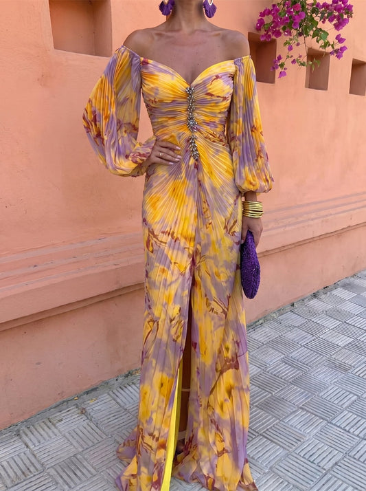 Gregoria | Vestido largo floral con escote profundo — Imagen 2