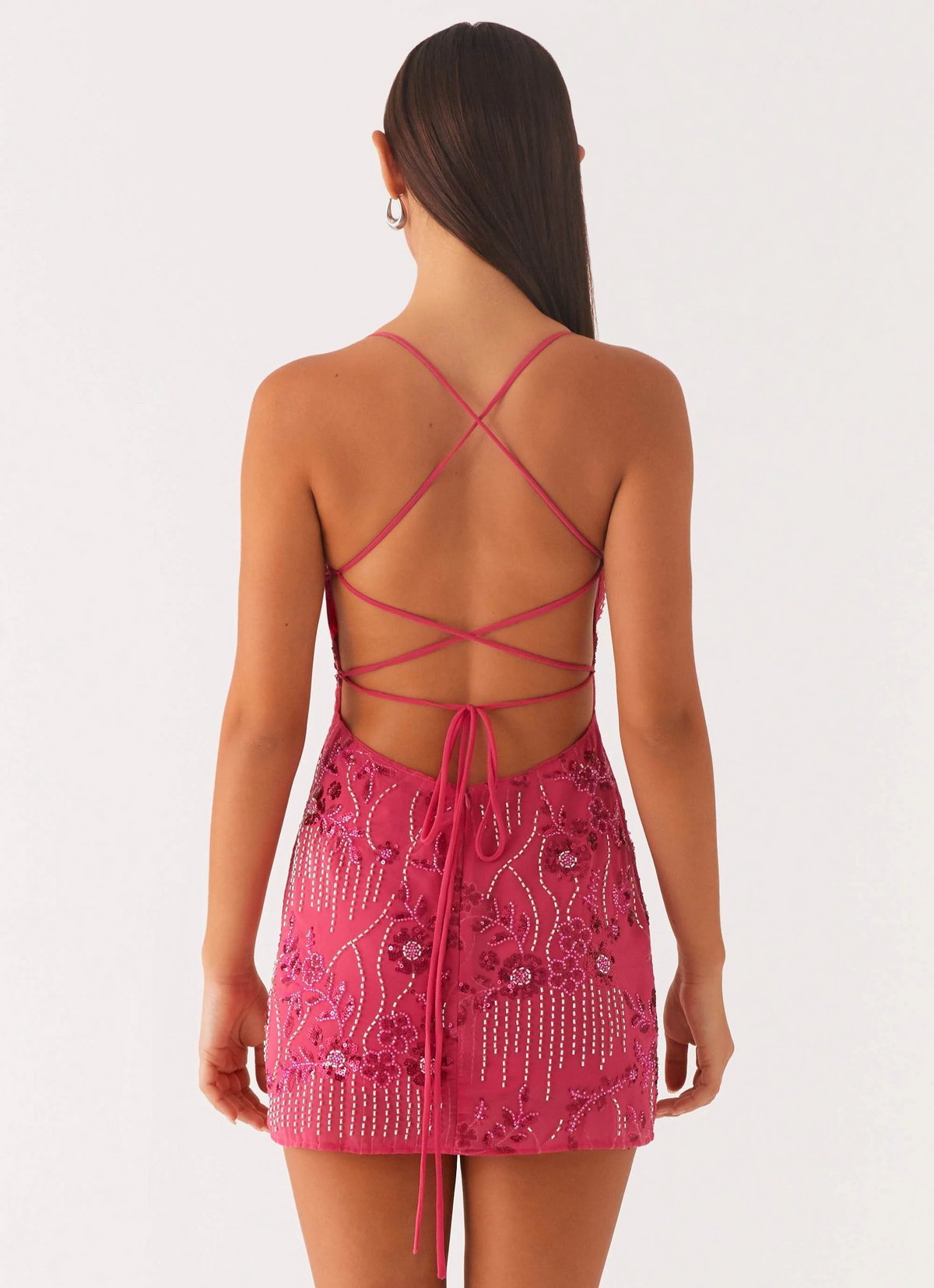 VESTIDO MINI BORDADO ESPALDA CRUZADA