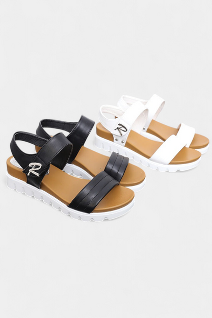 Clotide Sandalias de Plataforma Casual con Doble Correa y Hebilla Ajustable