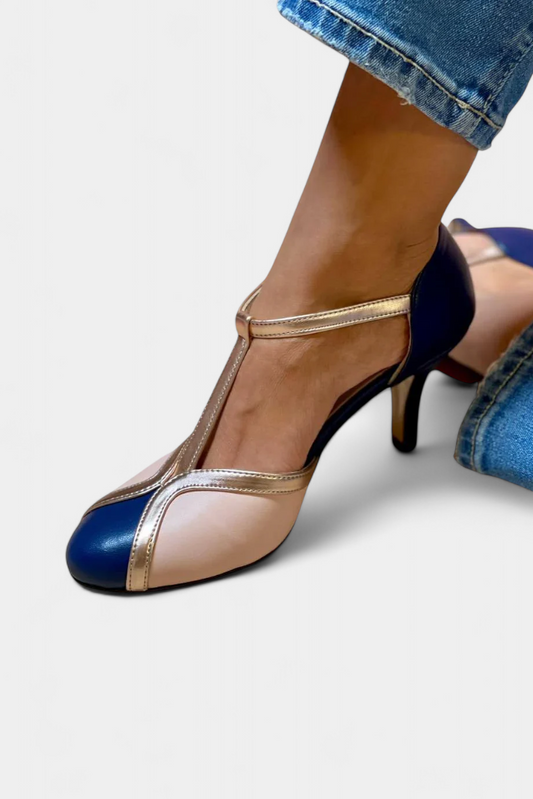 Hailey Tacones Bicolor con Toque Sofisticado