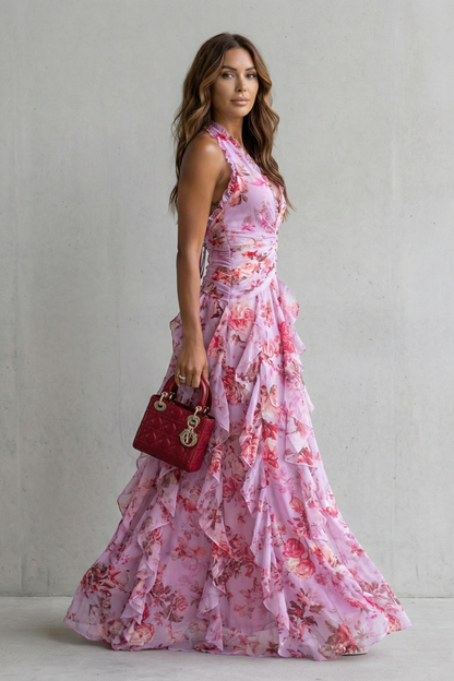 Bella | Vestido Largo Romántico de Rosas