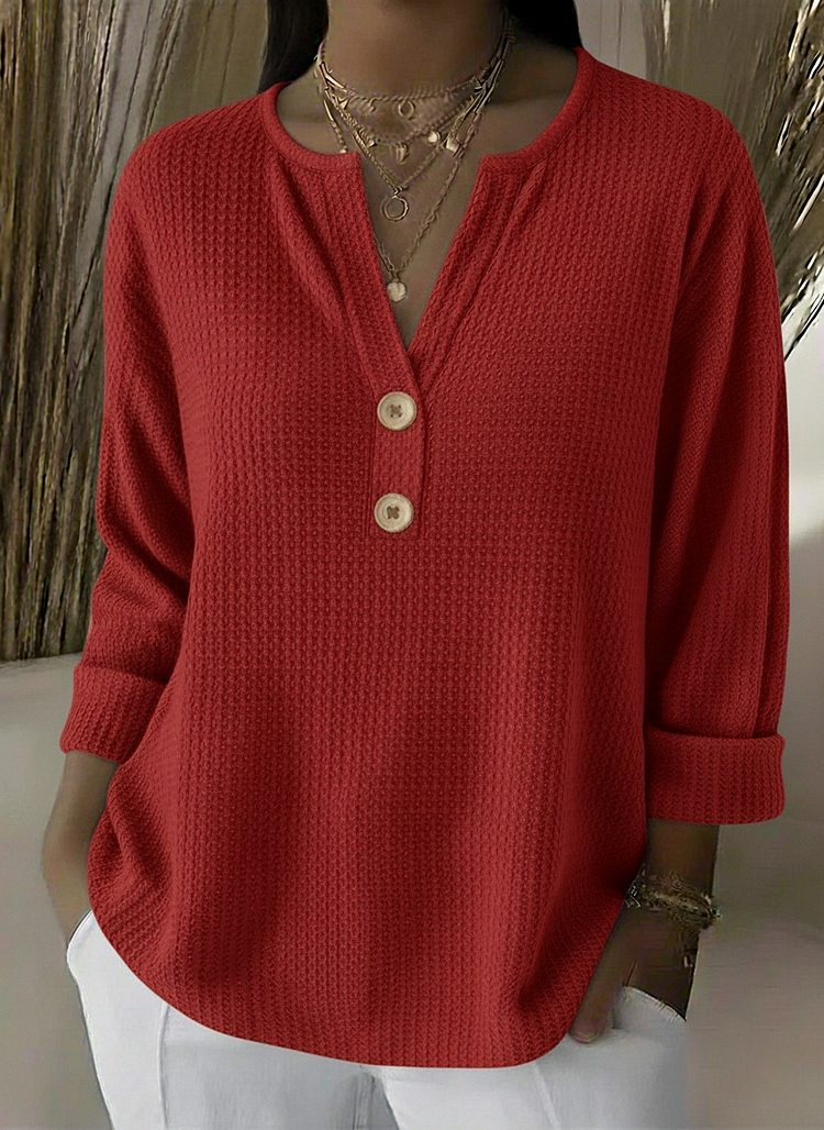 Lucía | Camiseta Henley Gofrada con Botones - imagen 3