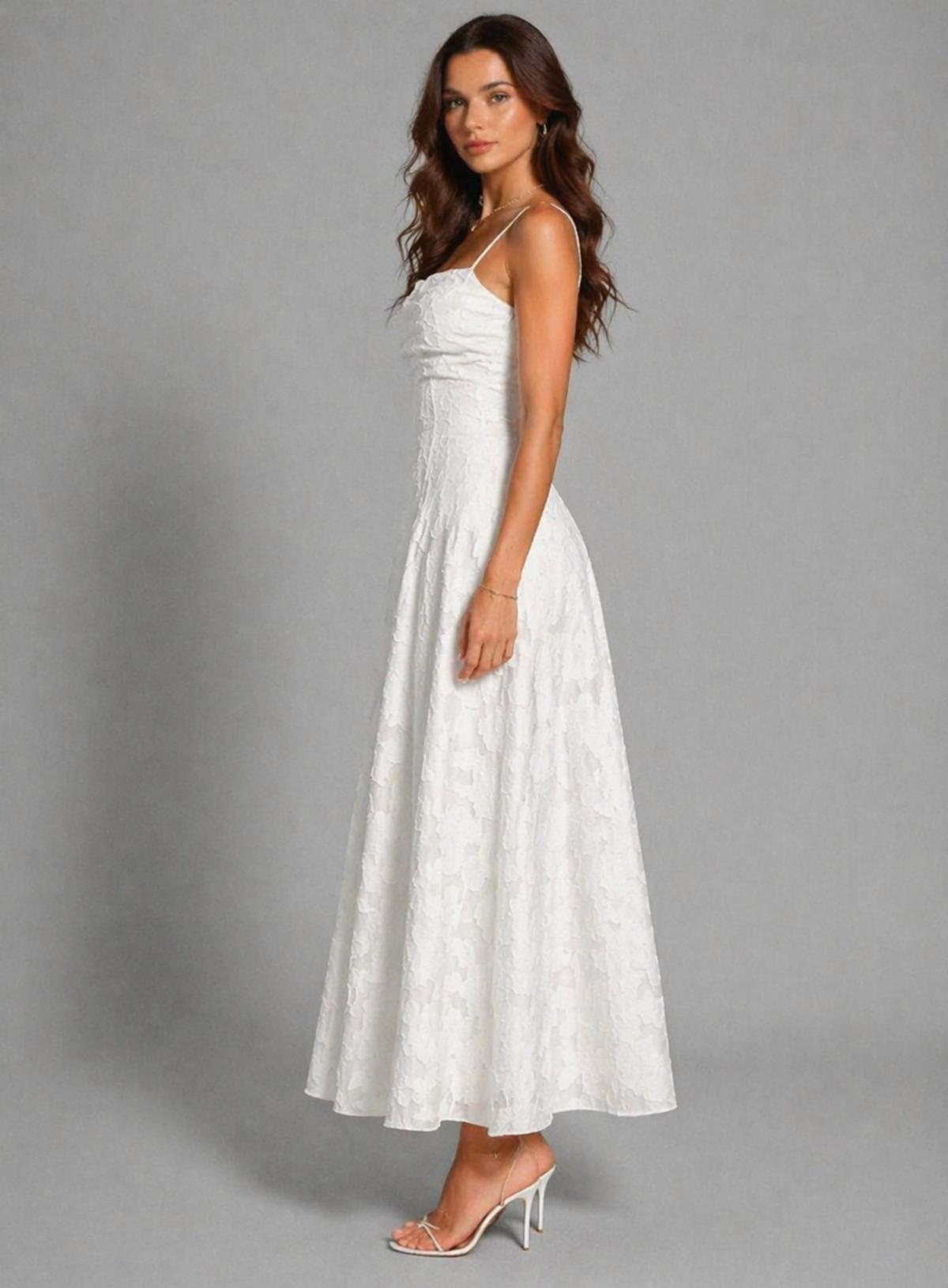 MARIELA - VESTIDO LARGO LISO DE JACQUARD