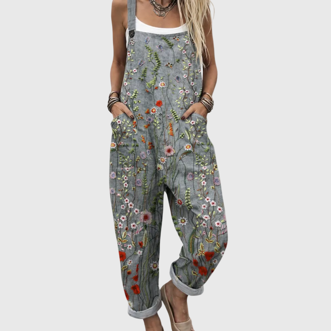 Paula | Peto de Lino Floral Gris