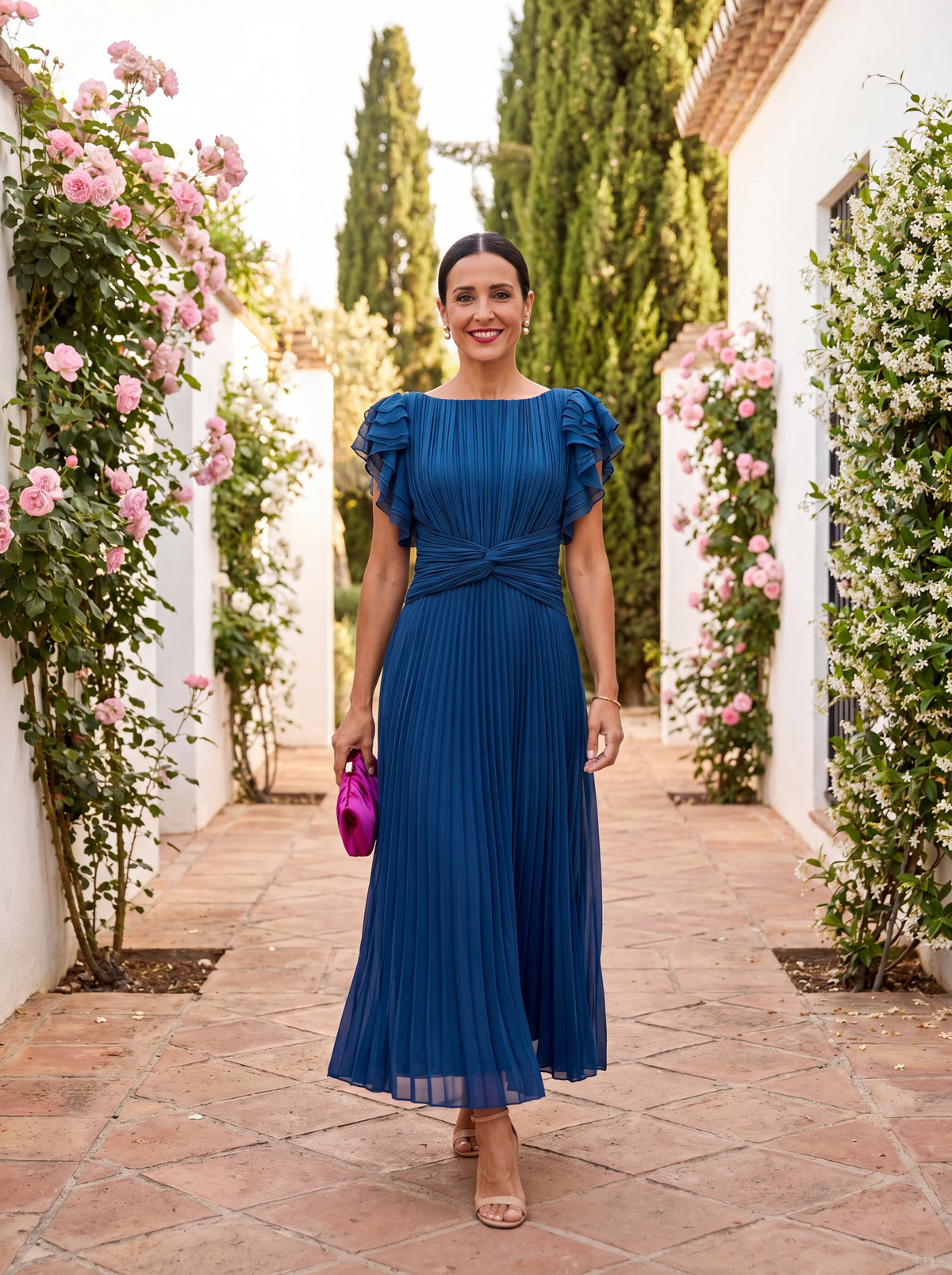 Silvia | Elegante Vestido Largo con Cintura Anudada