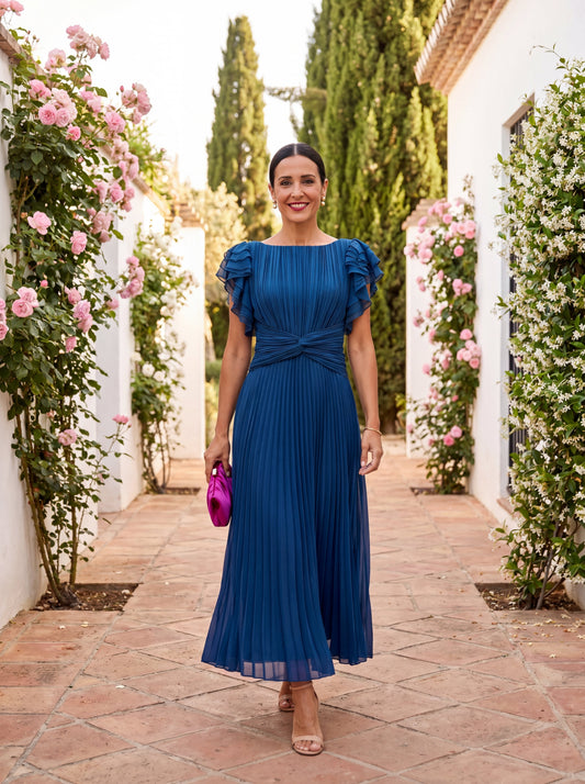 Silvia | Elegante Vestido Largo con Cintura Anudada