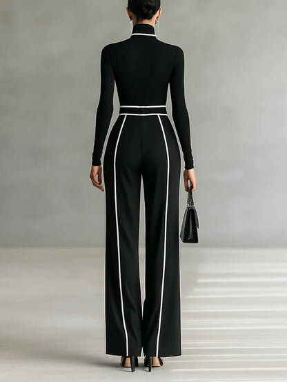 Emma | Conjunto elegante de dos piezas con cuello alto y pantalón ancho