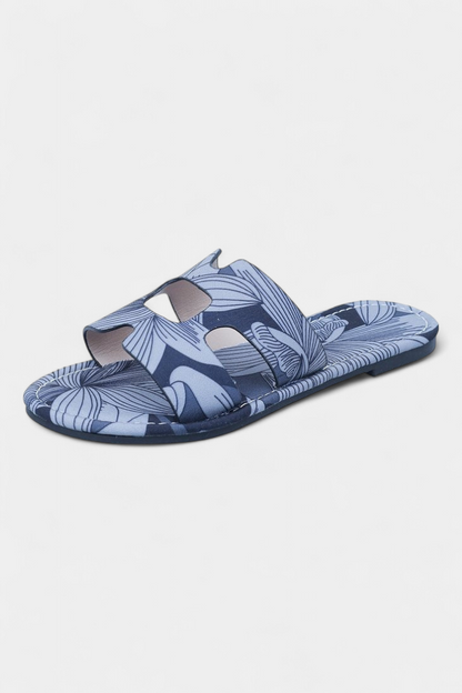 Berenice Sandalias Planas Multicolores con Estampado Tropical