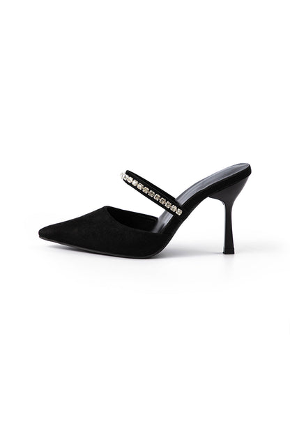 Sandalias de tacón alto con punta afilada adornadas con strass