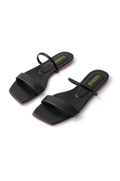 Sandalias Planas de Punta Cuadrada Básicas