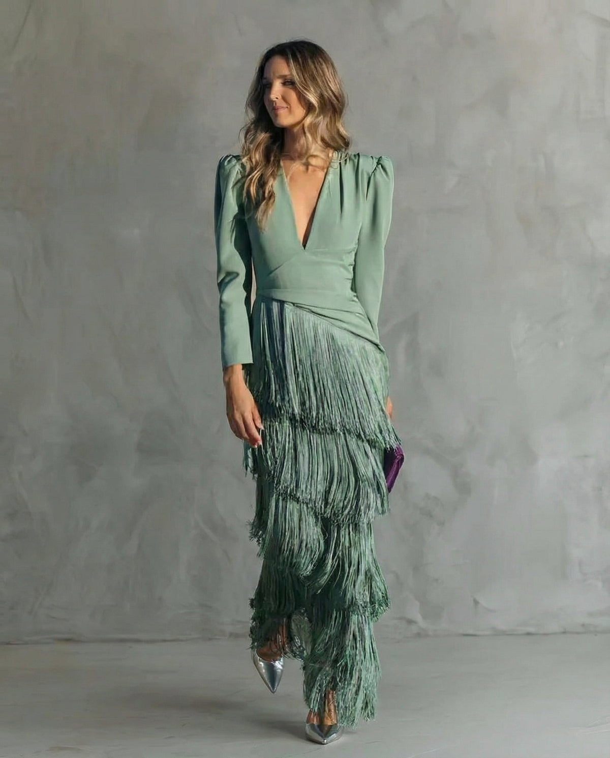 Chiara | Vestido Elegante de Mangas Con Flecos