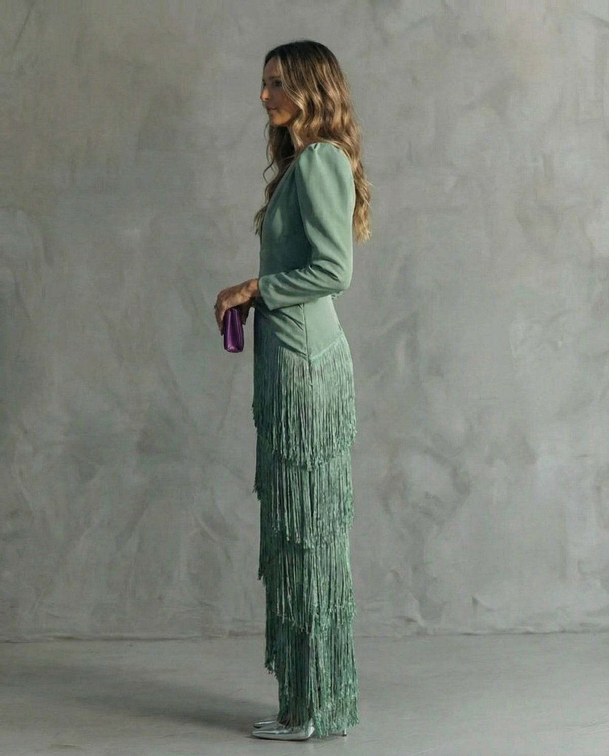 Chiara | Vestido Elegante de Mangas Con Flecos