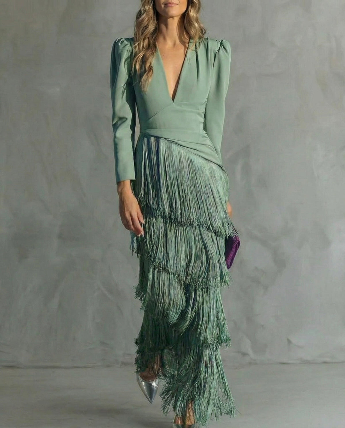 Chiara | Vestido Elegante de Mangas Con Flecos