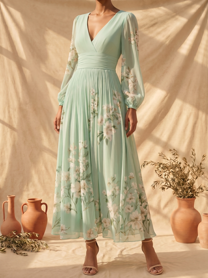 Gisela | Vestido Verde Claro Floral