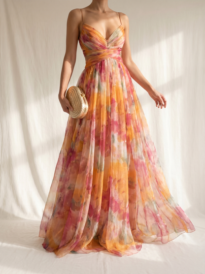 Giselle | Encantador Vestido Largo Con Estampado Floral