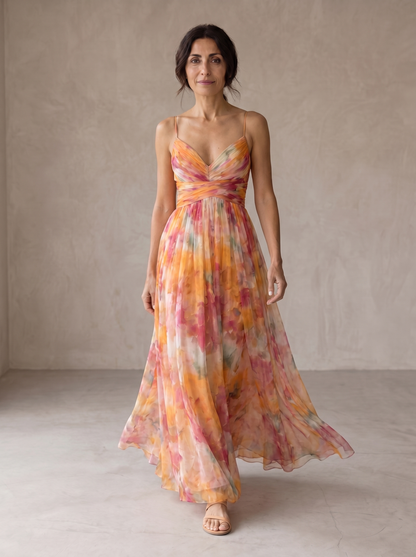 Giselle | Encantador Vestido Largo Con Estampado Floral