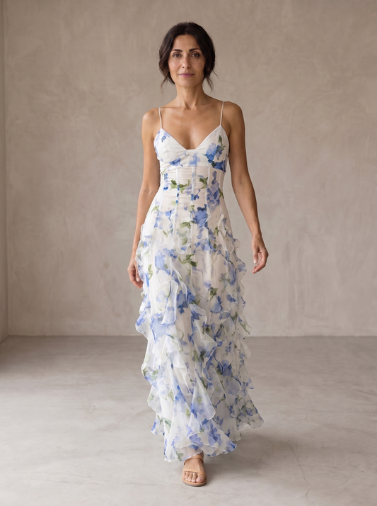 Úrsula | Vestido Midi Floral con Volantes