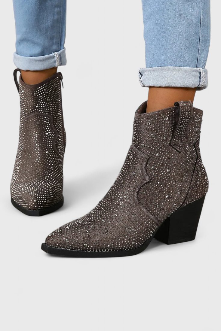 Berenice Botas Elegantes con Patchwork y Cremallera Lateral