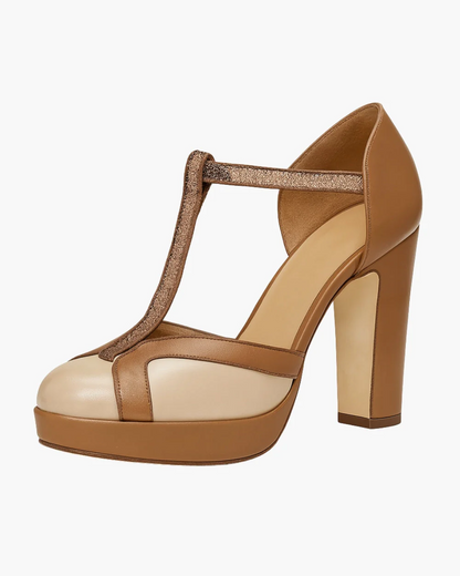 Juliana Zapatos de Tacón con Tira en T