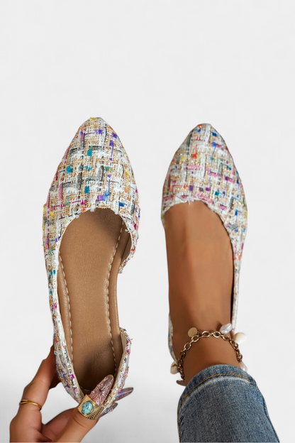 Crystal Zapatillas Tejidas Multicolores con Punta Afilada