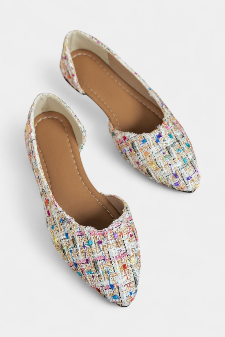 Crystal Zapatillas Tejidas Multicolores con Punta Afilada