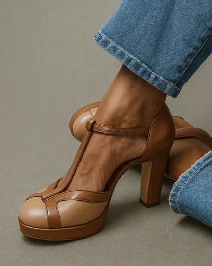 Juliana Zapatos de Tacón con Tira en T