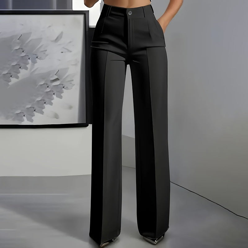 Alessia | Pantalón de vestir de tiro alto — Negro