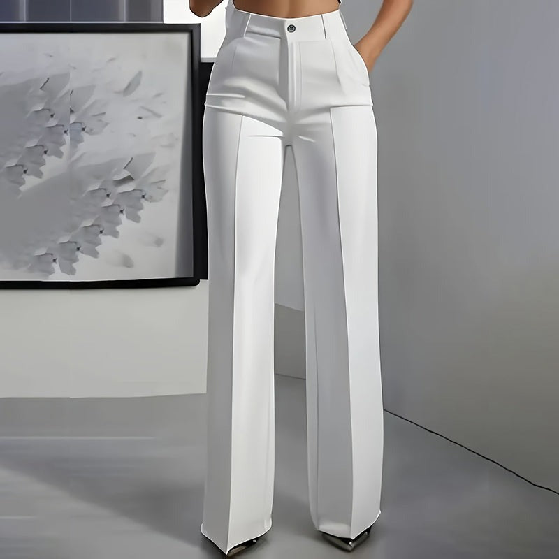 Alessia | Pantalón de vestir de tiro alto — Blanco