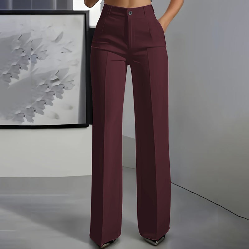 Alessia | Pantalón de vestir de tiro alto — Burdeos
