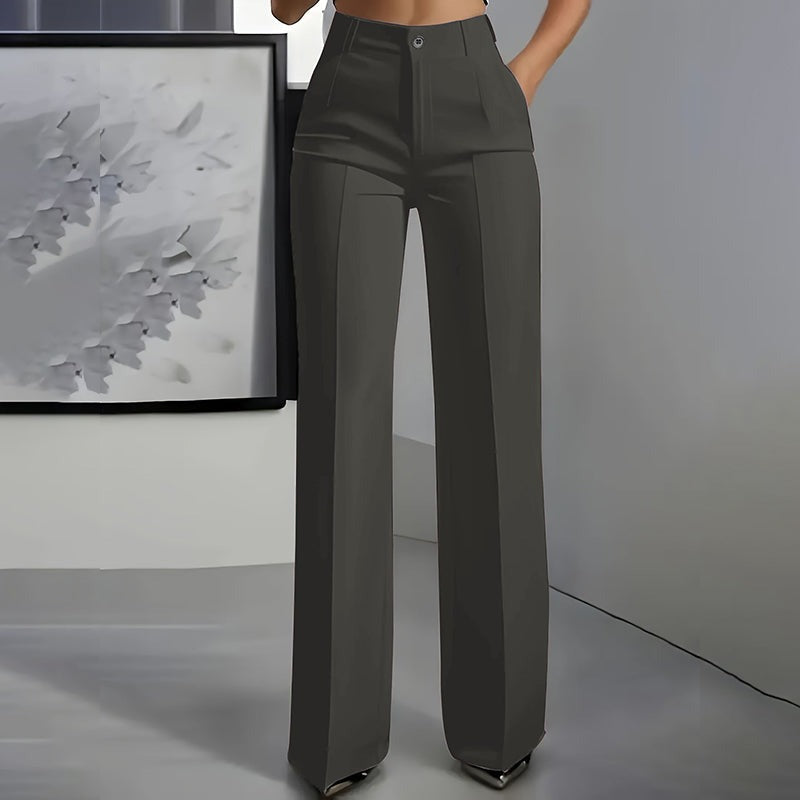 Alessia | Pantalón de vestir de tiro alto — Gris oscuro