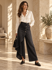 Marcella | Pantalón vaquero de pernera ancha asimétrico — Imagen 1