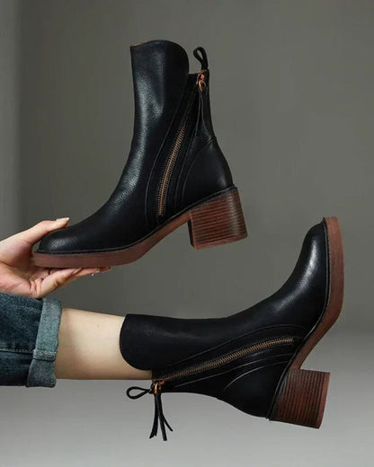Pernelle | Botas de piel con tacón cuadrado