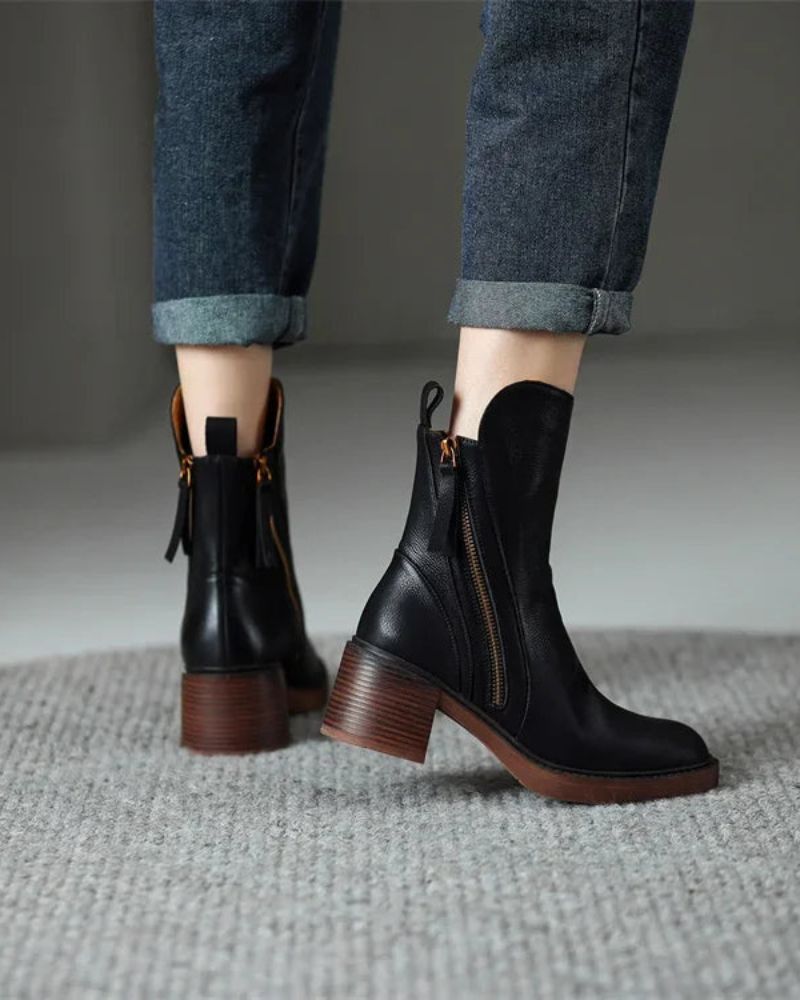 Pernelle | Botas de piel con tacón cuadrado