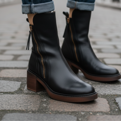 Pernelle | Botas de piel con tacón cuadrado