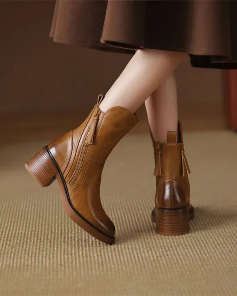 Pernelle | Botas de piel con tacón cuadrado