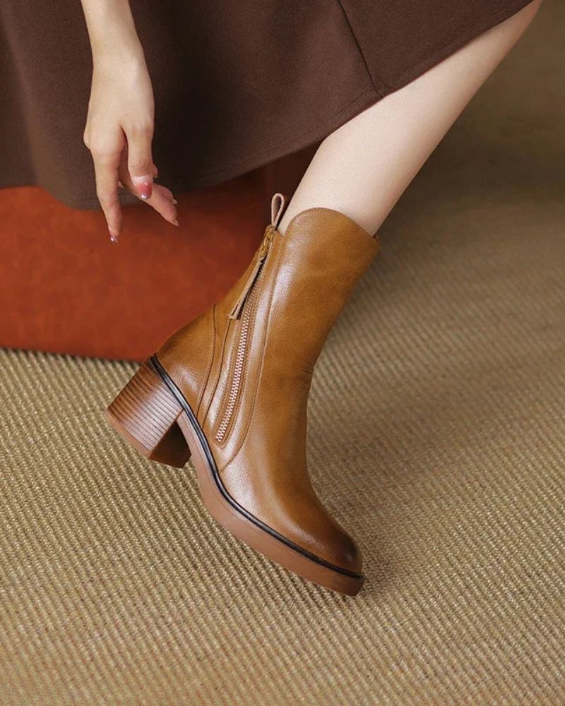 Pernelle | Botas de piel con tacón cuadrado