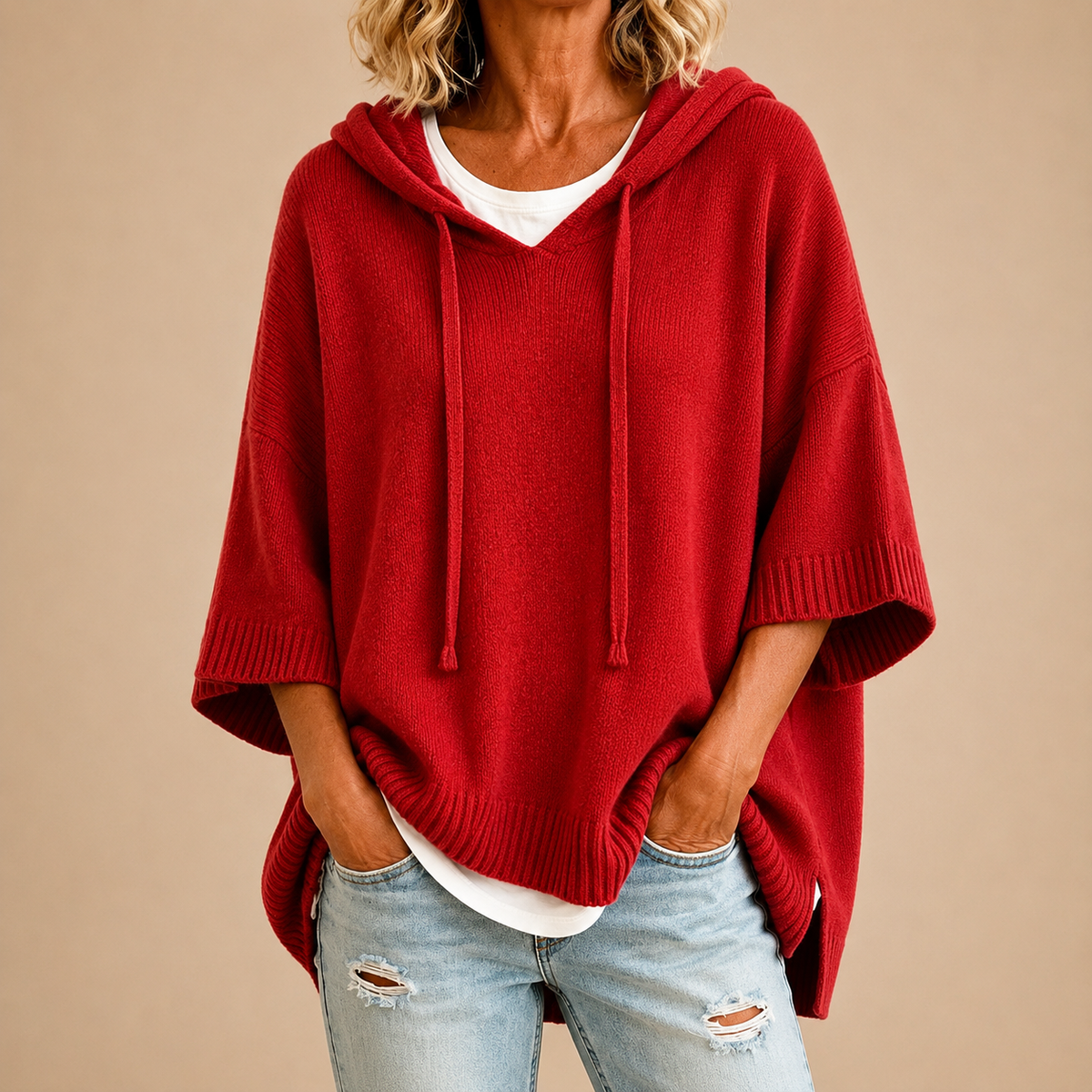 Mirella | Poncho de punto con capucha