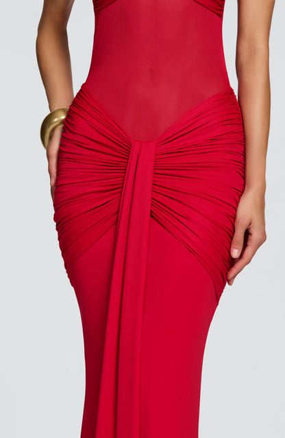 VESTIDO LARGO HALTER FRUNCIDO