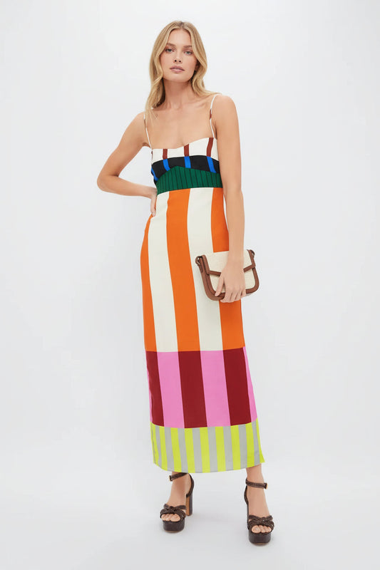 VESTIDO RAYAS GEOMETRICAS MULTICOLOR